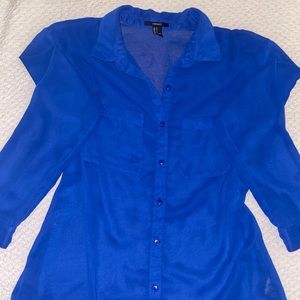 Forever21 cobalt blue sheer button up